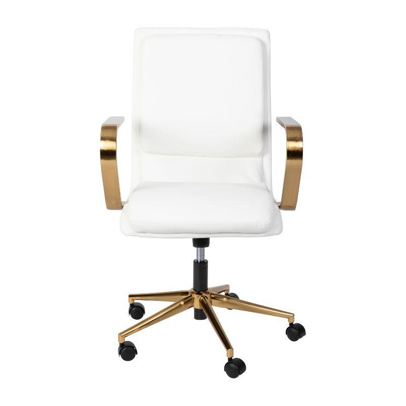 Flash Furniture James Mid-Back Designer Executive Upholstered Office Chair with Brushed Metal Base and Arms