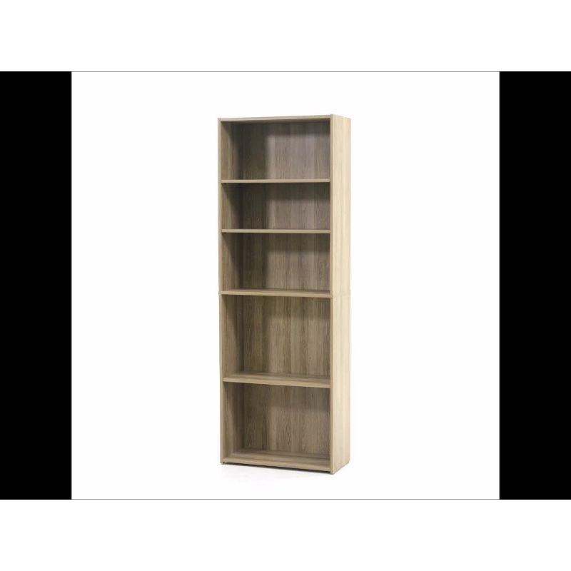 Adjustable Summer Oak 5-Shelf Large Bookcase