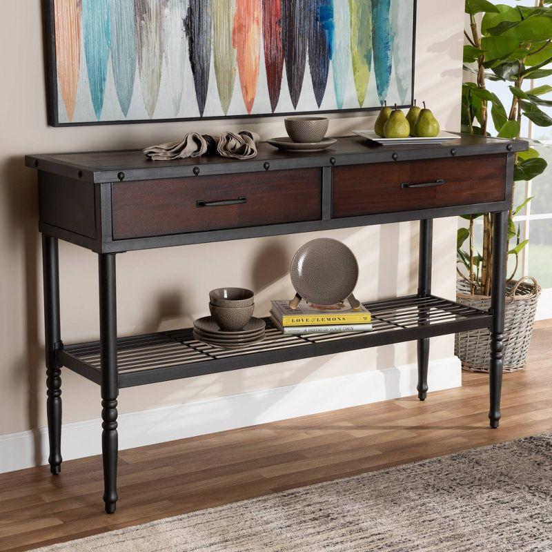 2 Drawer Jana Dining Room Server Brown - Baxton Studio: Transitional Buffet, Metal & Walnut Finish, 36in High