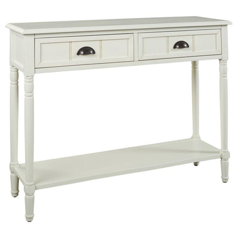 Vintage Charm White Rectangular Console Table with Storage