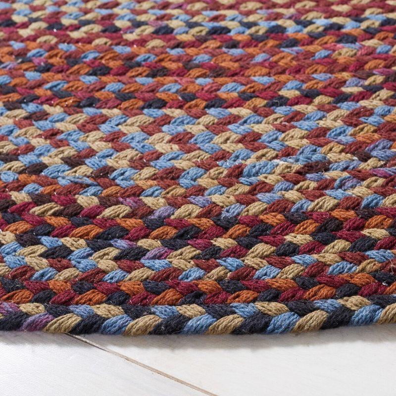 Handmade Blue and Rust Braided Oval 4' x 6' Rug