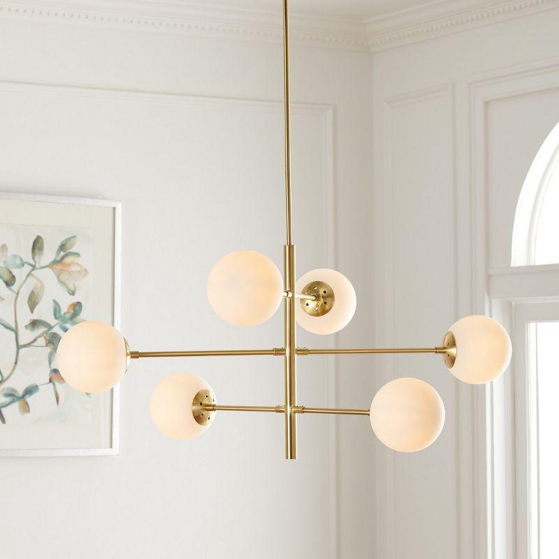 Gold and White Glass Retro Space Age Chandelier