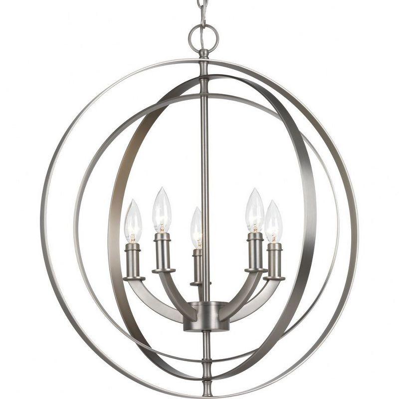 Progress Lighting Equinox 5-Light Chandelier Pendant, Steel, Burnished Silver, No Shade