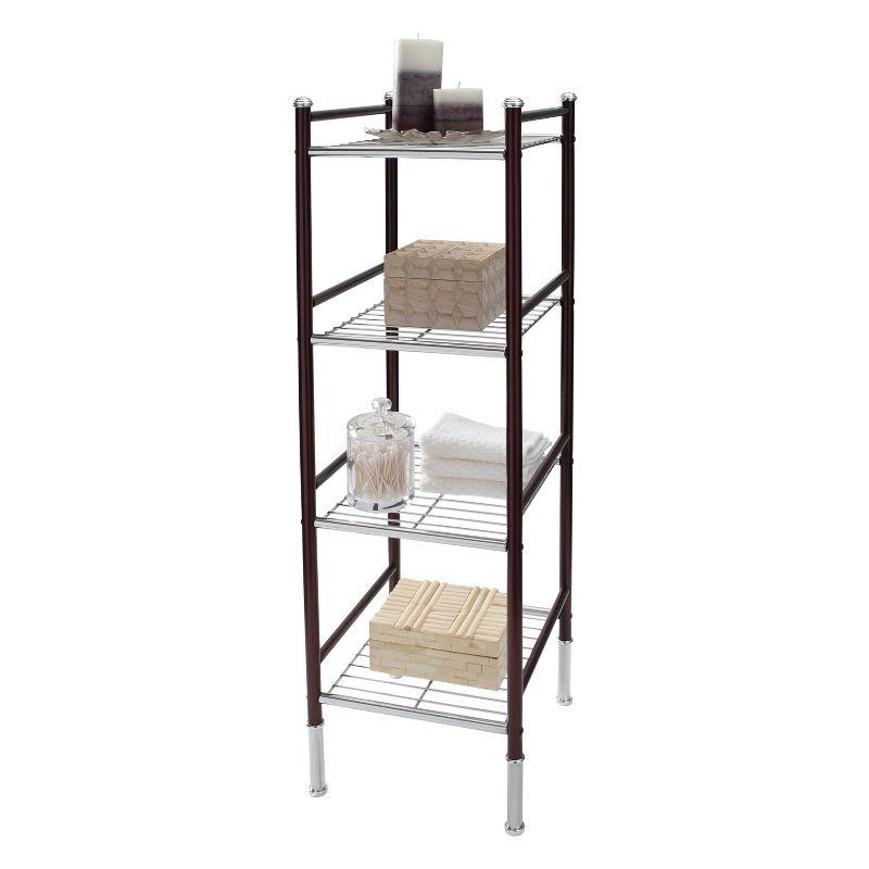 4 Tier Duplex Line Storage Tower Black - Organize It All: Metal Frame, Universal Shelving Unit, Easy to Assemble