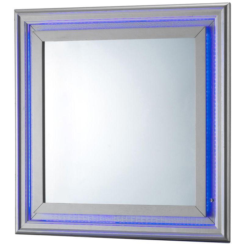 Passion Furniture Lorana 38 in. x 38 in. Modern Square Framed Silver Champagne Dresser Mirror