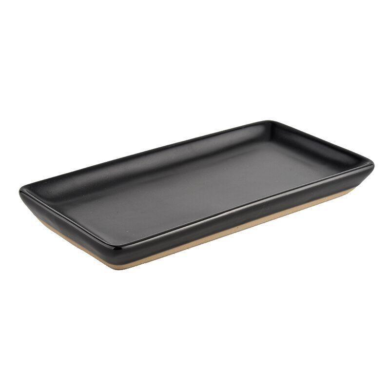 Matte Black Ceramic Rectangular Tray, 10x5.5 in