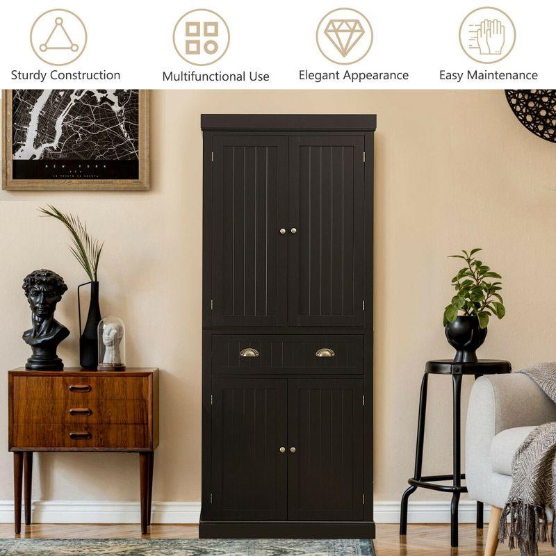 Costway Kitchen Cabinet Pantry Cupboard Freestanding with Shelves Espresso