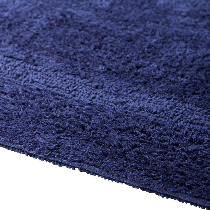 Better Trends Lux 100% Cotton Tufted Solid Reversible Bath Rug Set 2 PC (17" x 24" | 24" x 40") - Navy
