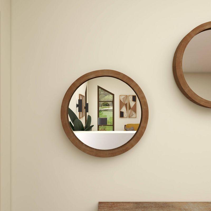 24" x 24" Contemporary Wood Wall Mirror Brown - Olivia & May: Indoor Use, No Assembly Required