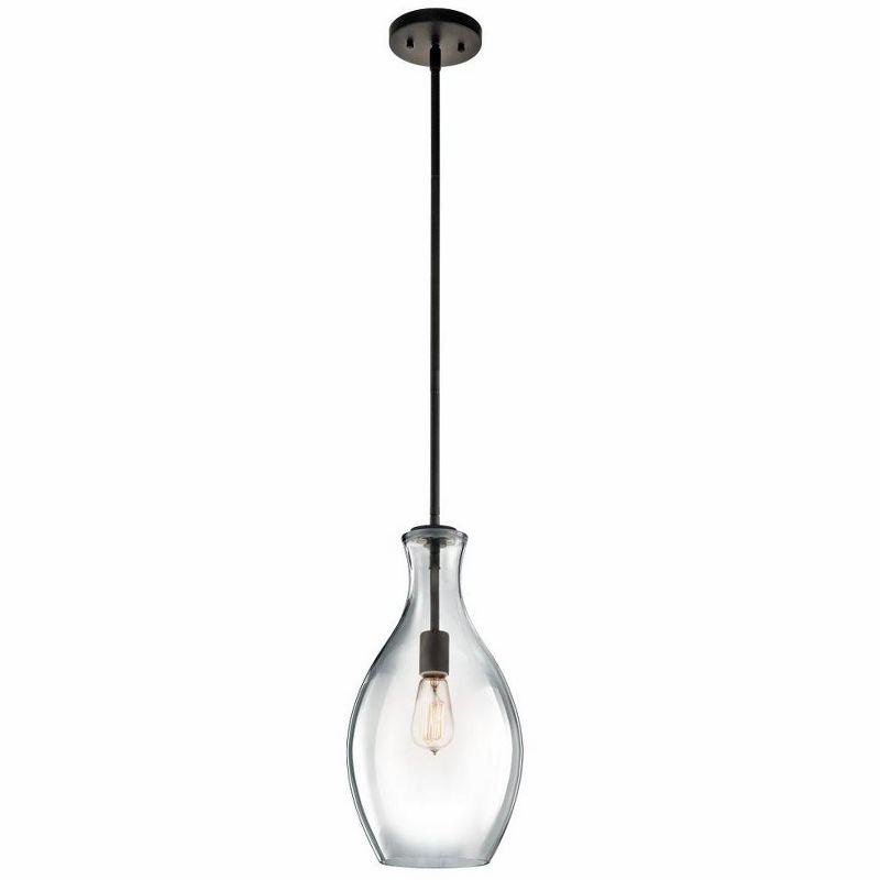 Everly 17.75" 1 Light Hour Glass Pendant Clear Glass Chrome