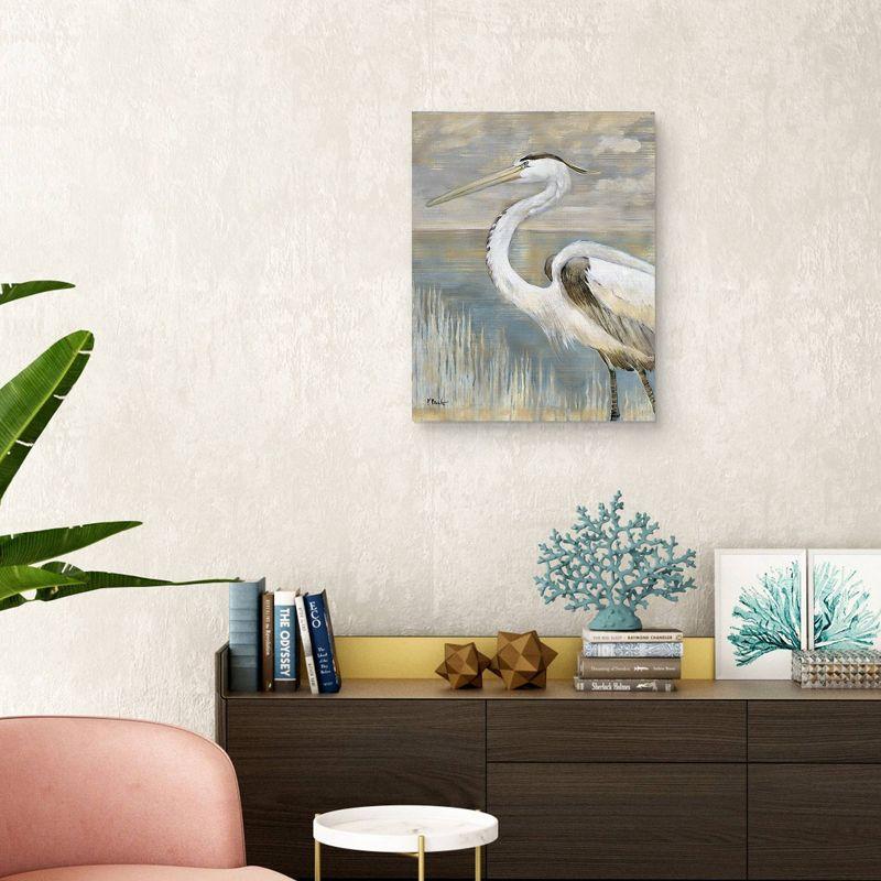 22" x 28" Golden River Heron by Paul Brent Unframed Wall Canvas - Masterpiece Art Gallery: Beachy Bedroom Decor, Vertical Canvas Art