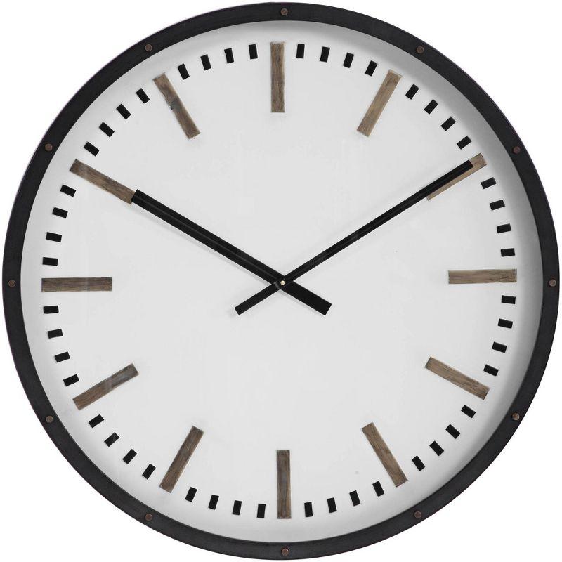 Large Brown and White Modern Wall Clock with Black Accents