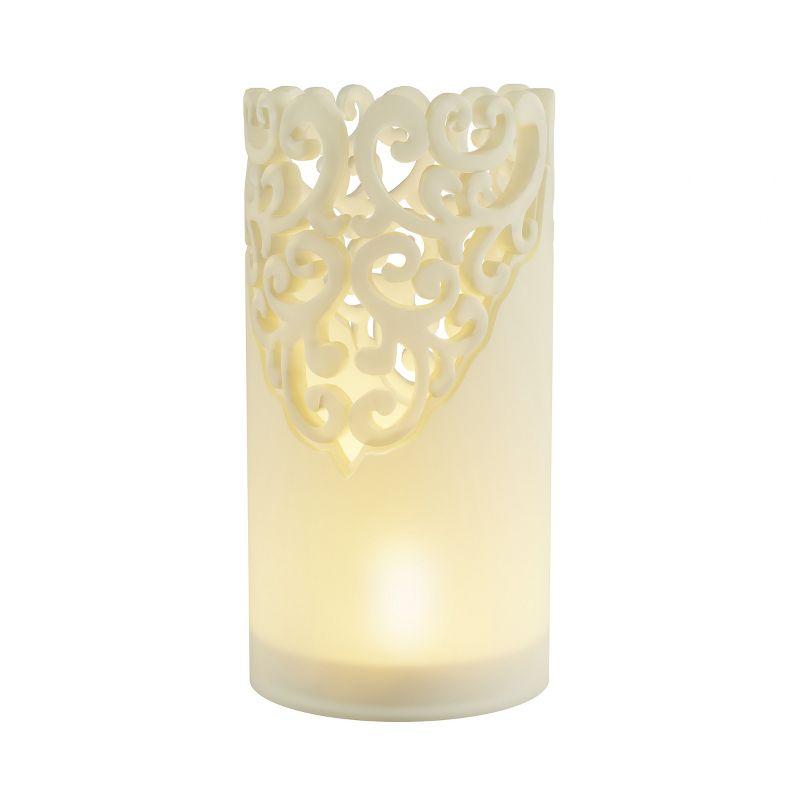 Remote Control LED Candles - Set of 3 Battery-Operated Realistic Flameless Pillars with Lace Details and Vanilla-Scented Wax by Lavish Home