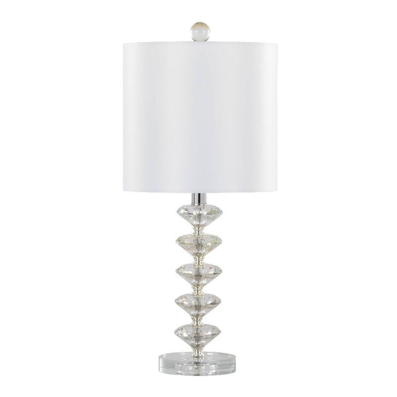 LumiSource (Set of 2) Diamond Stacked 23" Contemporary Crystal Table Lamps with Off-White Shade and Chrome from Grandview Gallery: Silk-Inspired