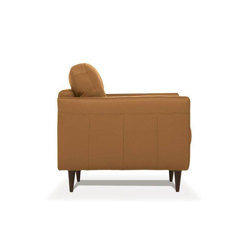 35" Radwan Chair Camel Leather - Acme Furniture: Button-Tufted, Wood Legs, No Assembly Required