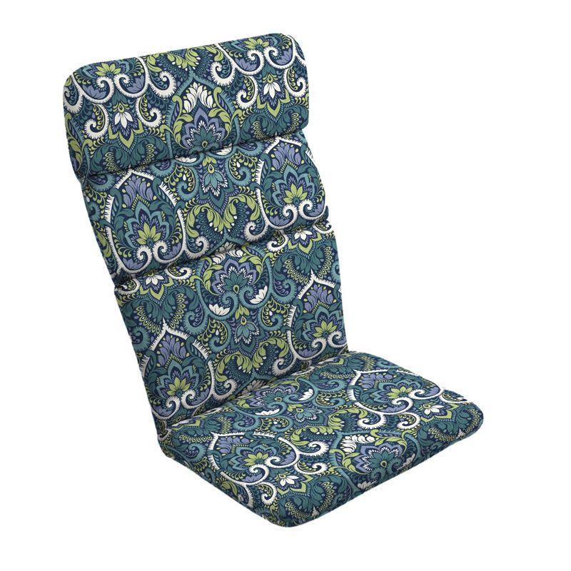 Sapphire Aurora Blue Damask Outdoor Adirondack Chair Cushion