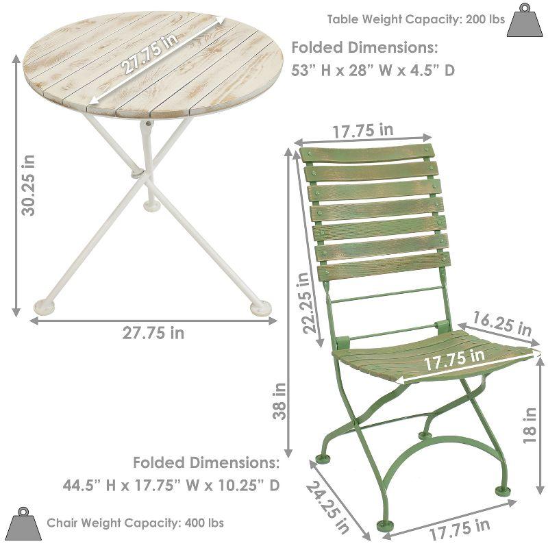 Chic Chestnut and Green Folding Bistro Table and Chairs Set - 3pc