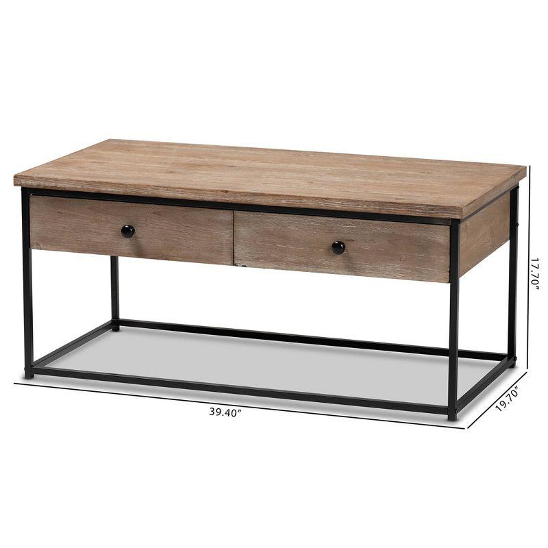 Roderick Wood & Metal Coffee Table with Storage, Industrial Design - Baxton Studio