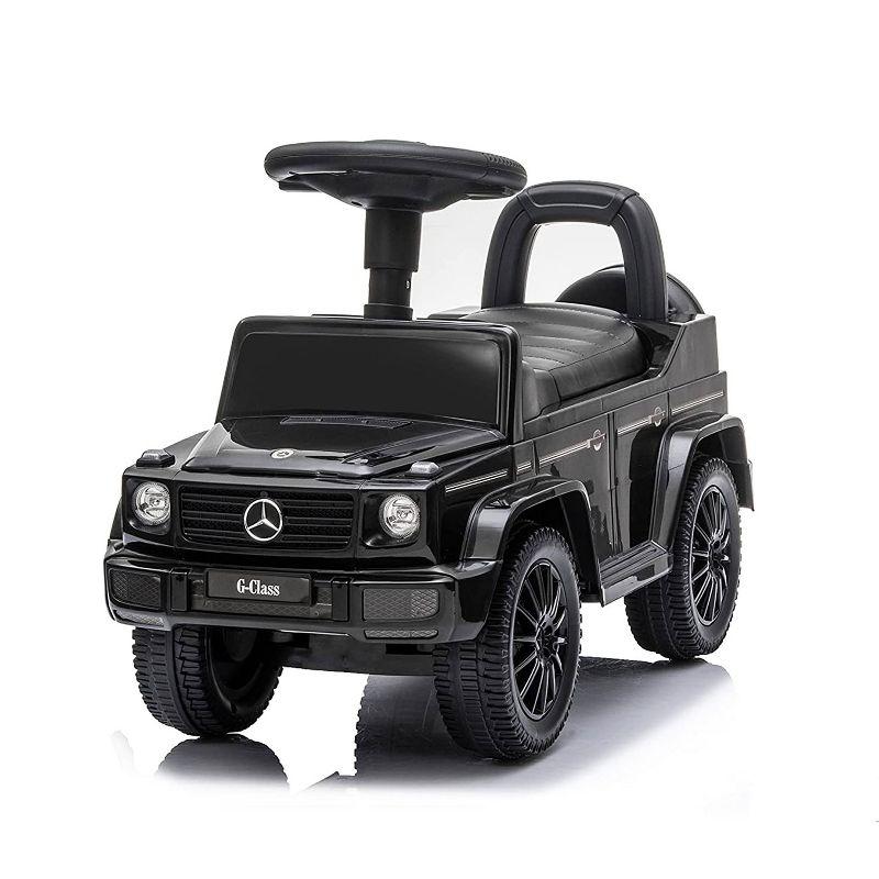 Best Ride On Cars Realistic Children's Mercedes G-Wagon Foot to Floor Ride Along Car & Push Behind Walker with Hidden Storage and Support Bar, Black
