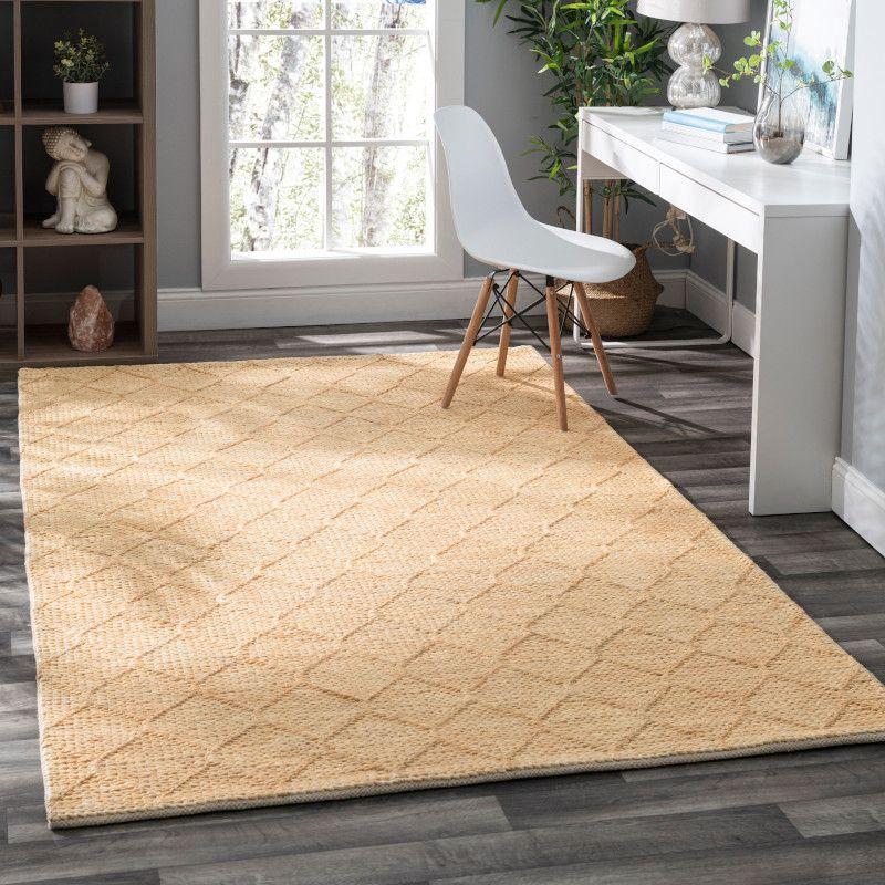 Tiles Ivory Handwoven Jute 5' x 8' Rectangular Area Rug