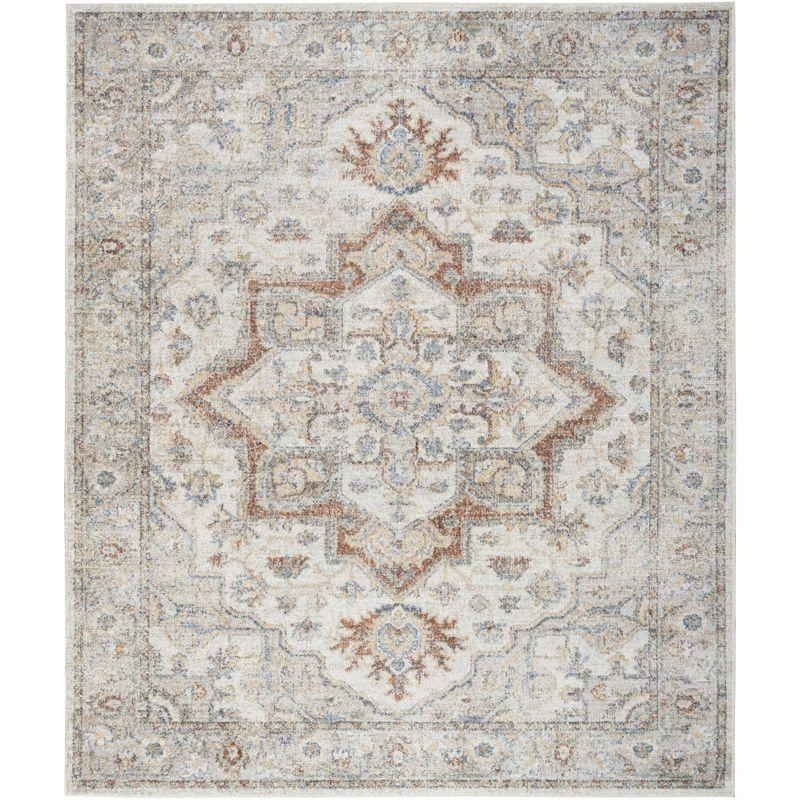 Nourison Astra Machine Washable Vintage Medallion Indoor Rug Grey/Multi 7'10" x 10'
