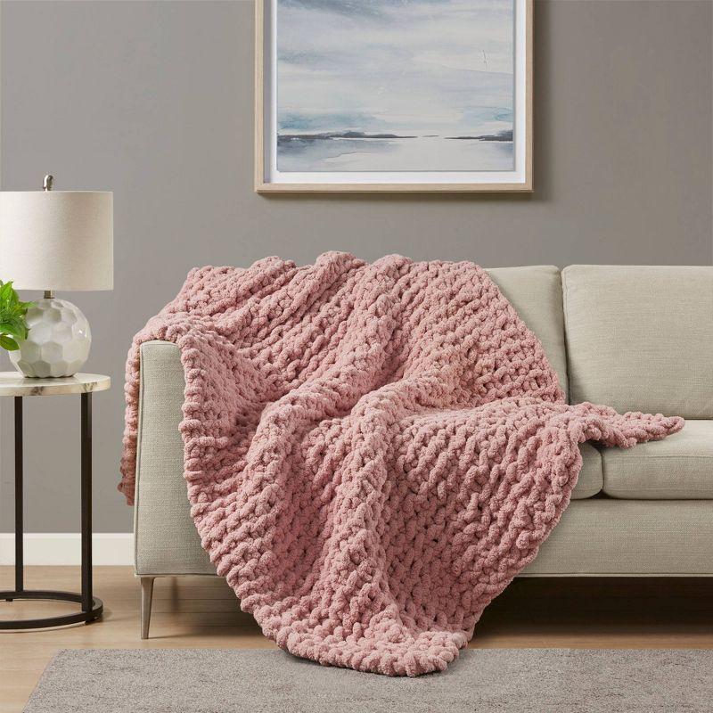 Blush Chenille Luxurious Chunky Knit 50"x60" Throw Blanket