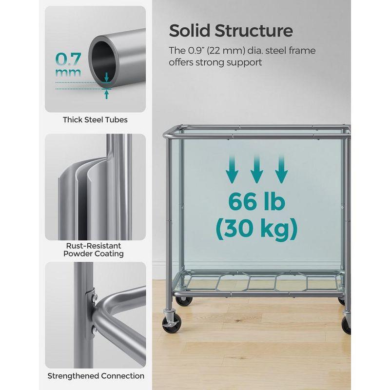 200L Laundry Sorter 3-Section Laundry Basket with Wheels Rolling Laundry Hamper with Removable Liner Dove Gray