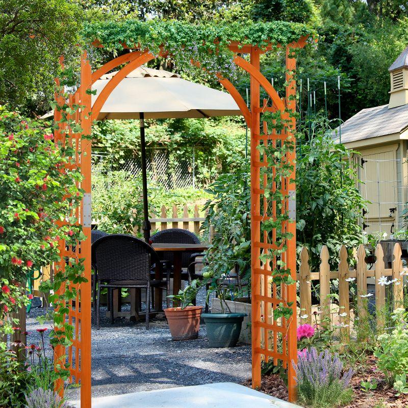 Yaheetech 7FT Wooden Garden Arbor, Natural Wood Brown