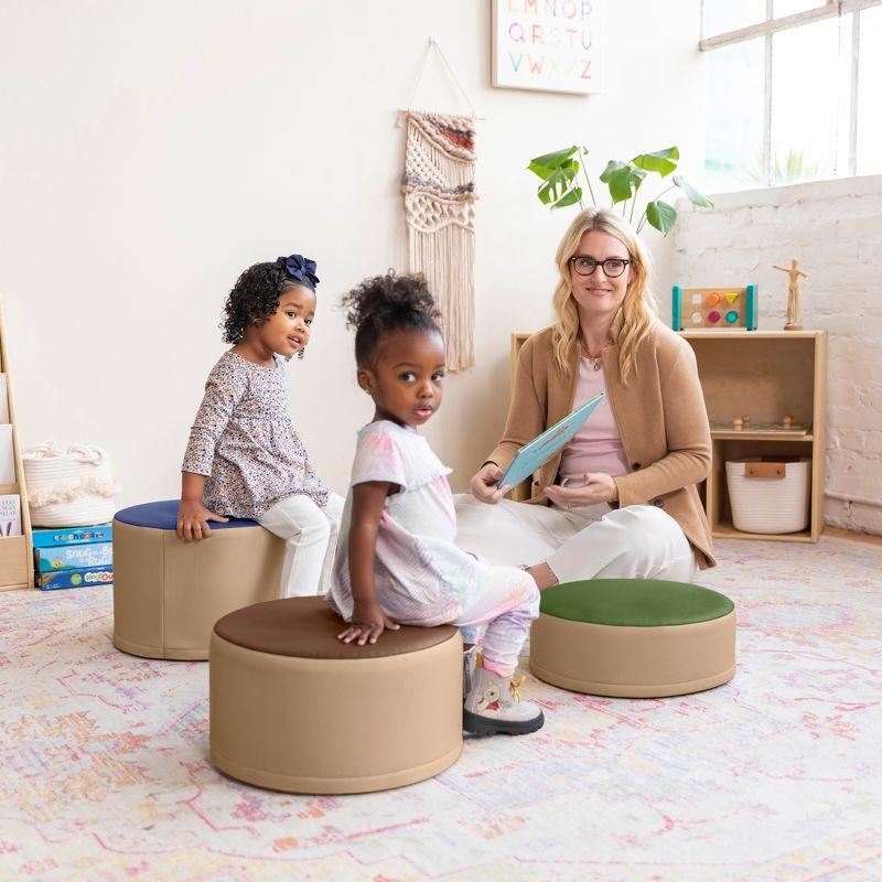 ECR4Kids SoftZone Colorful Stump Stool Seating Set, Foam Ottomans, 3-Piece