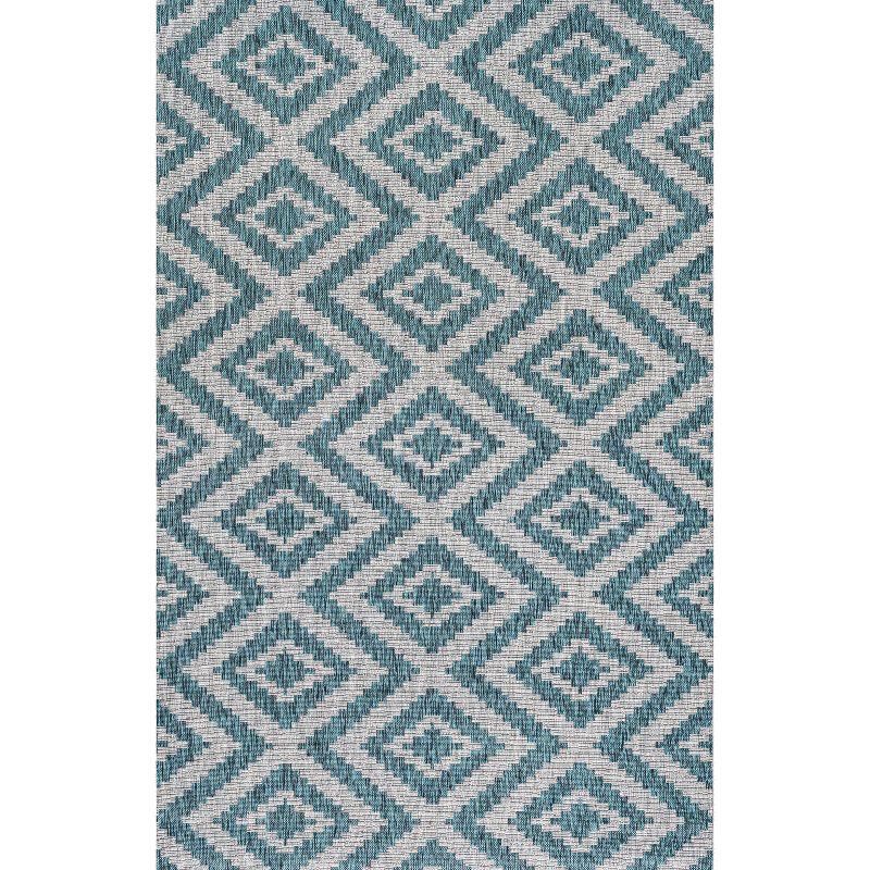 4'x6' Sintra Diamond Indoor/Outdoor Area Rug, Blue/Gray - JONATHAN Y