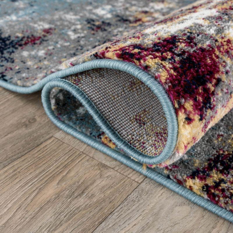 World Rug Gallery Distressed Abstract Watercolor Multi 5' x 7' Area Rug