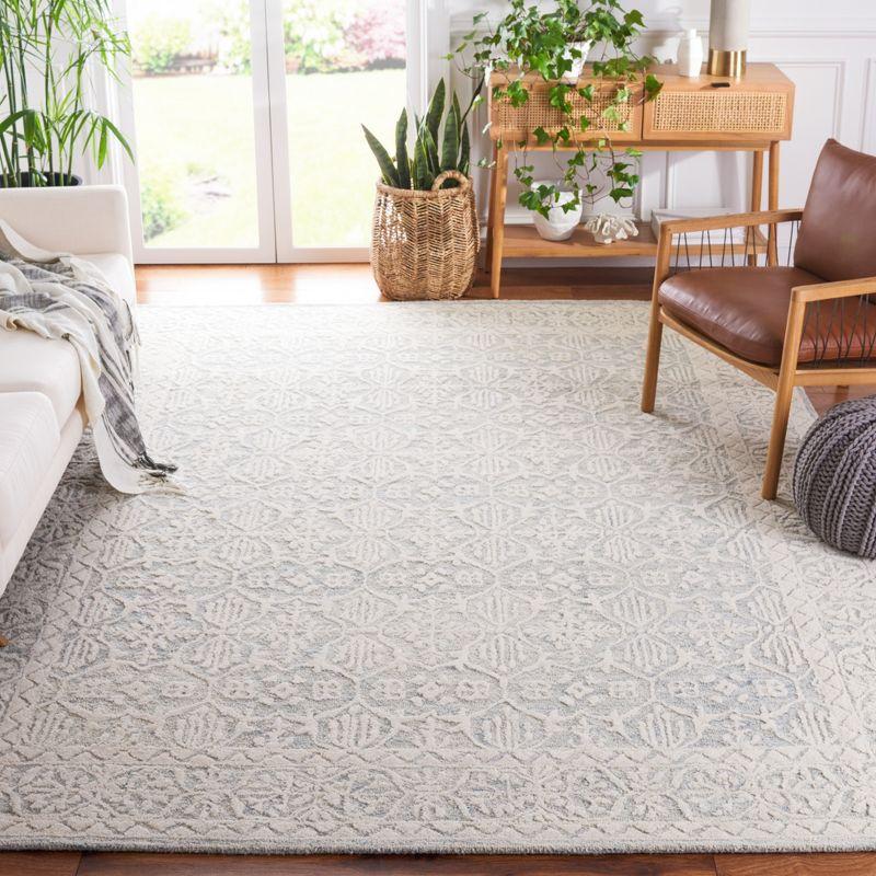 72" Gray Floral Hand-Tufted Wool Square Rug