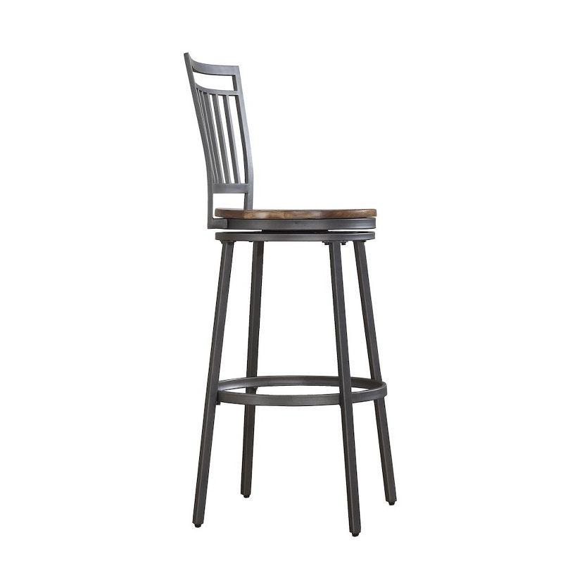 Stockton 25" Metal Swivel Stool - Slate Grey - Golden Oak Seat
