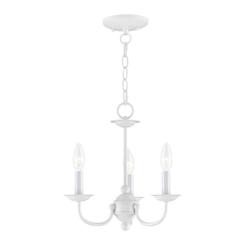 Elegant Mini 3-Light Candle Chandelier in Classic White