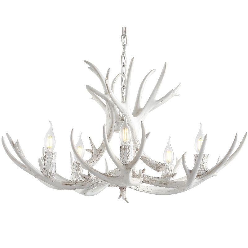 Eldora 30" White Adjustable Resin Antler 5-Light LED Chandelier