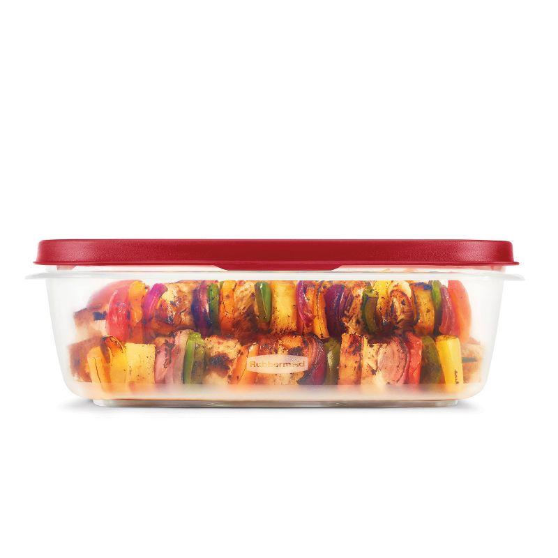 8.5 Cup Clear Plastic Rectangle Food Storage Container with Red Lid