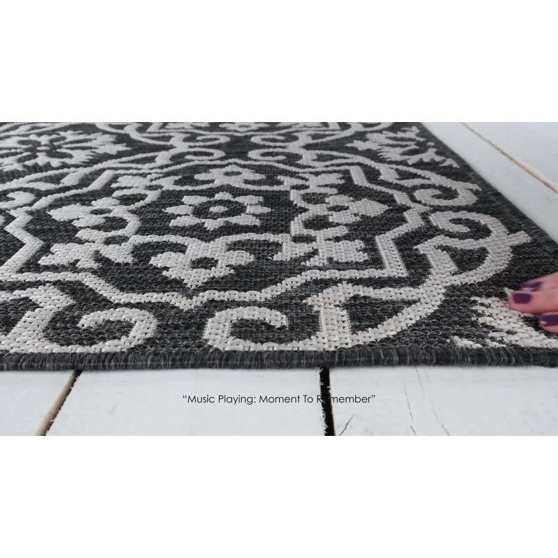 Nicole Miller New York Patio Country Danica Geometric Indoor/Outdoor Area Rug, Black/Grey