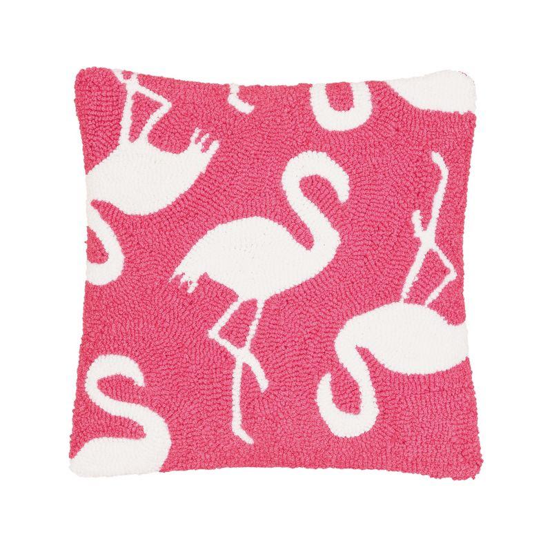 C&F Home 15" x 15" Beachy Flamingo Hooked Throw Pillow