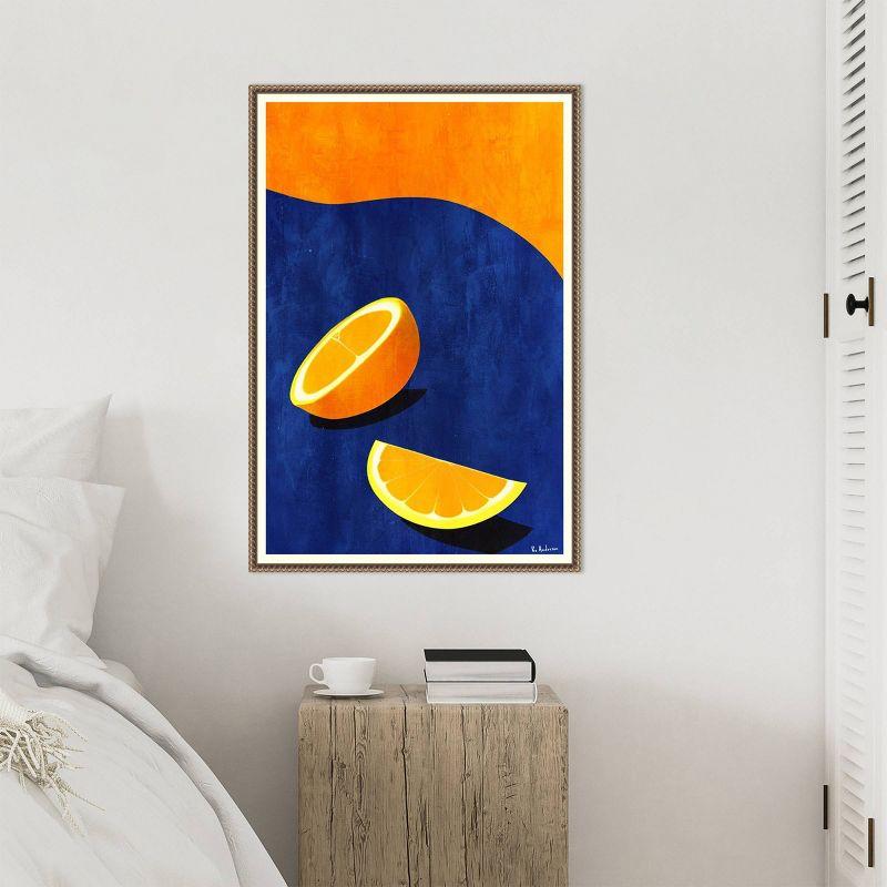 23"x33" Orange Wedge by Bo Anderson: Modern Abstract Citrus Art - Amanti Art