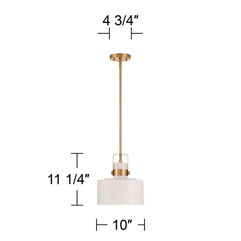 Soft Gold Mini Pendant Lighting 10" Wide Modern Matte White Drum Shade Fixture for Dining Room Home Foyer Kitchen Entryway Bedroom