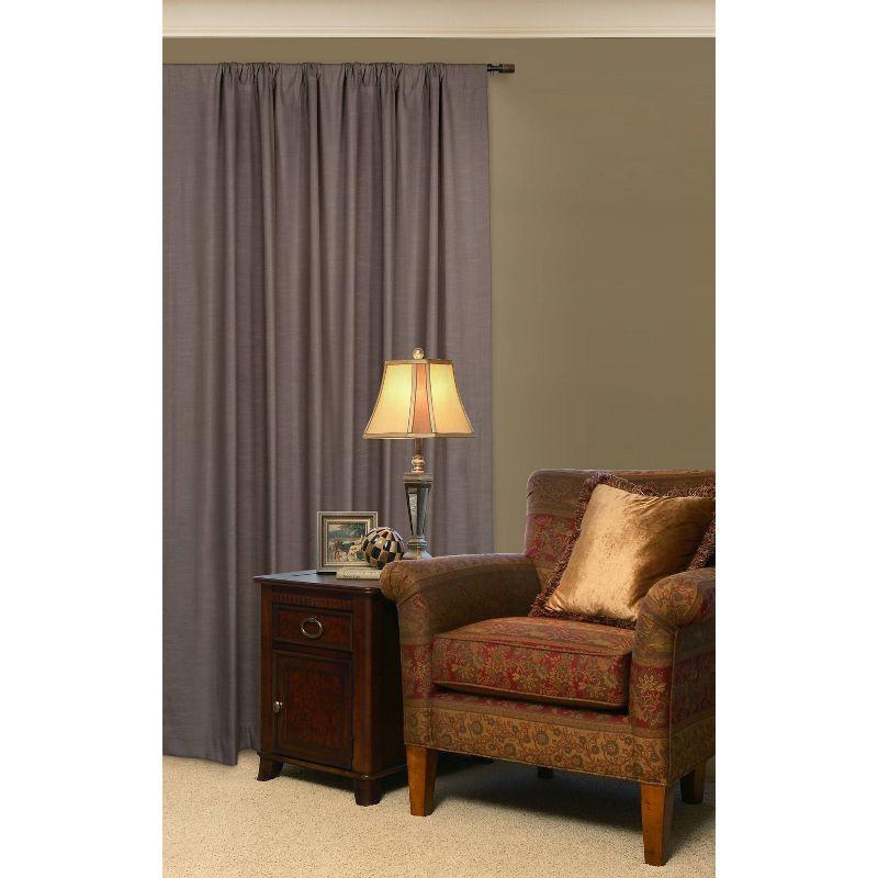 36"-66" Decorative Drapery Curtain Rod with Maple Wood Cylinder Finials Matte Black - Lumi Home Furnishings: Adjustable Drapery Hardware