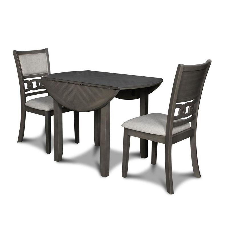New Classic Furniture,Gia 3-Piece 42" Wood Round Dining Set With 2 Chairs In Gray