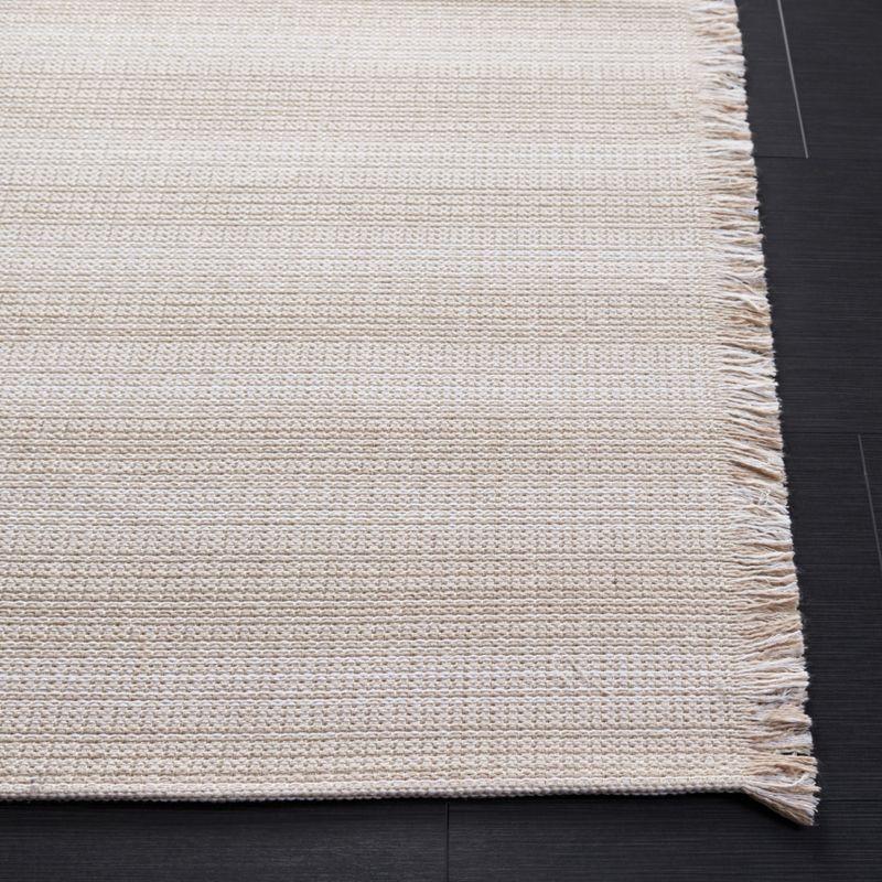 Boho-Mod Ivory/Beige Stripe Square Area Rug - Synthetic Blend