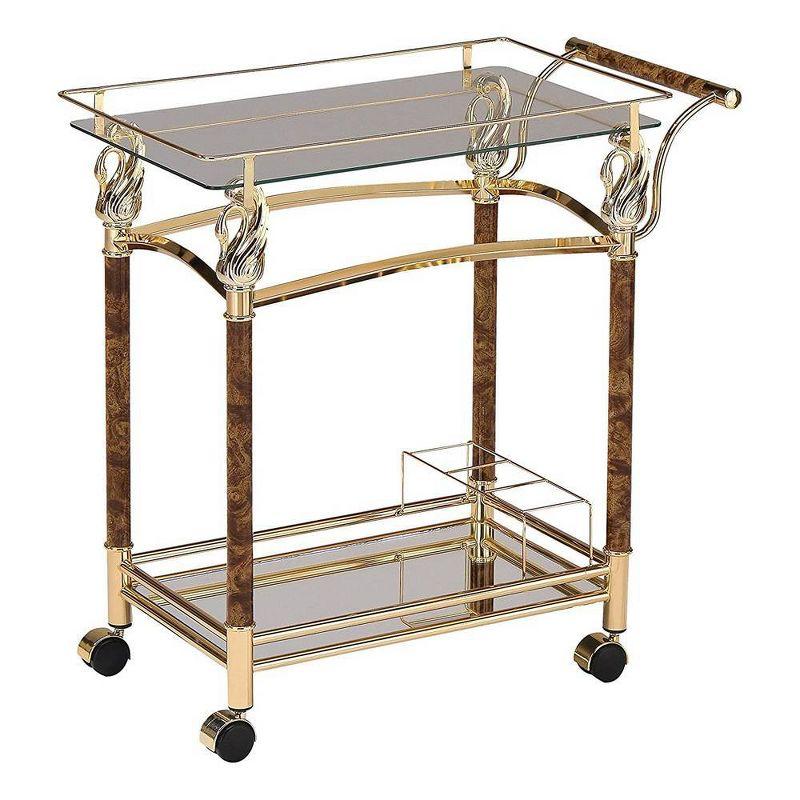 29" Helmut Kitchen Carts And Islands Gold Plated and Clear Glass - Tempered - Acme Furniture