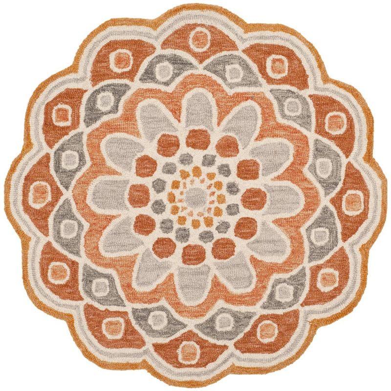 Novelty NOV101 Hand Tufted Indoor Area Rug - Grey/Rust - 4' Round - Safavieh
