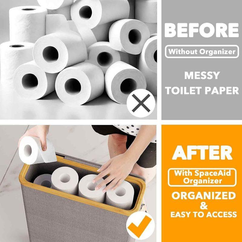 Extra Large Toilet Paper Storage With Lid, Holds Up To 24 Regular Rolls Or 18 Mega Rolls, Slim Basket Holder Bin Container For Bathroom Accessories Organizer