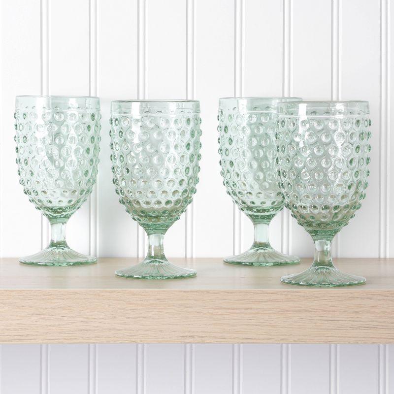 Martha Stewart Chauncey 4-Pack 14.2 oz Hobnail Handmade Glass Goblet - Pink