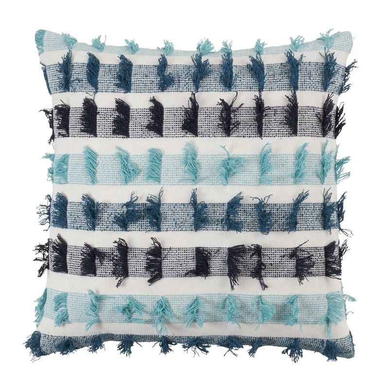 Saro Frankie Collection Fringed Cotton Throw Pillow