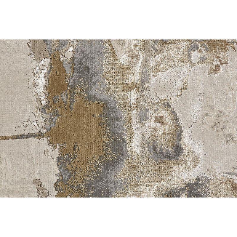 Aura Modern Watercolor Gray/Ivory/Gold Area Rug