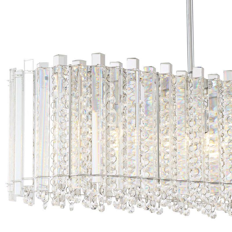 Possini Euro Design Mirabell Chrome Linear Island Pendant Chandelier 34" Wide Modern LED Clear Glass Crystal 6-Light Fixture for Dining Room Kitchen